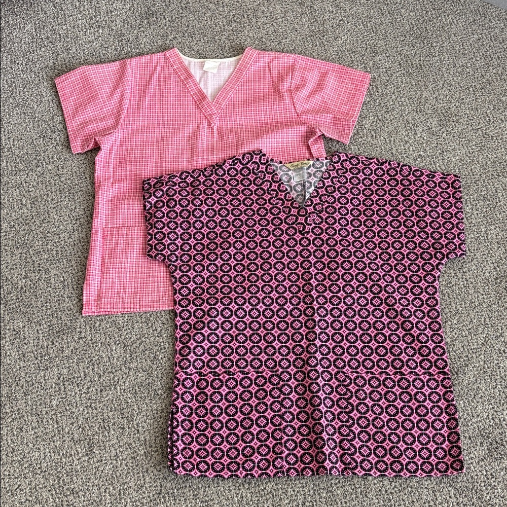 Lot of 2 Pink Scrub Tops Size